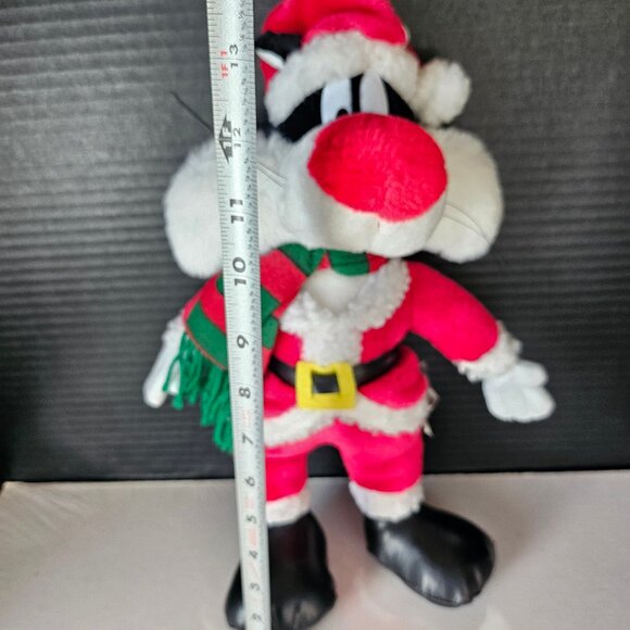 Vintage 1998 Looney Tunes Sylvester Cat Santa Plush 15 Inch Holiday Plush - Picture 7 of 9